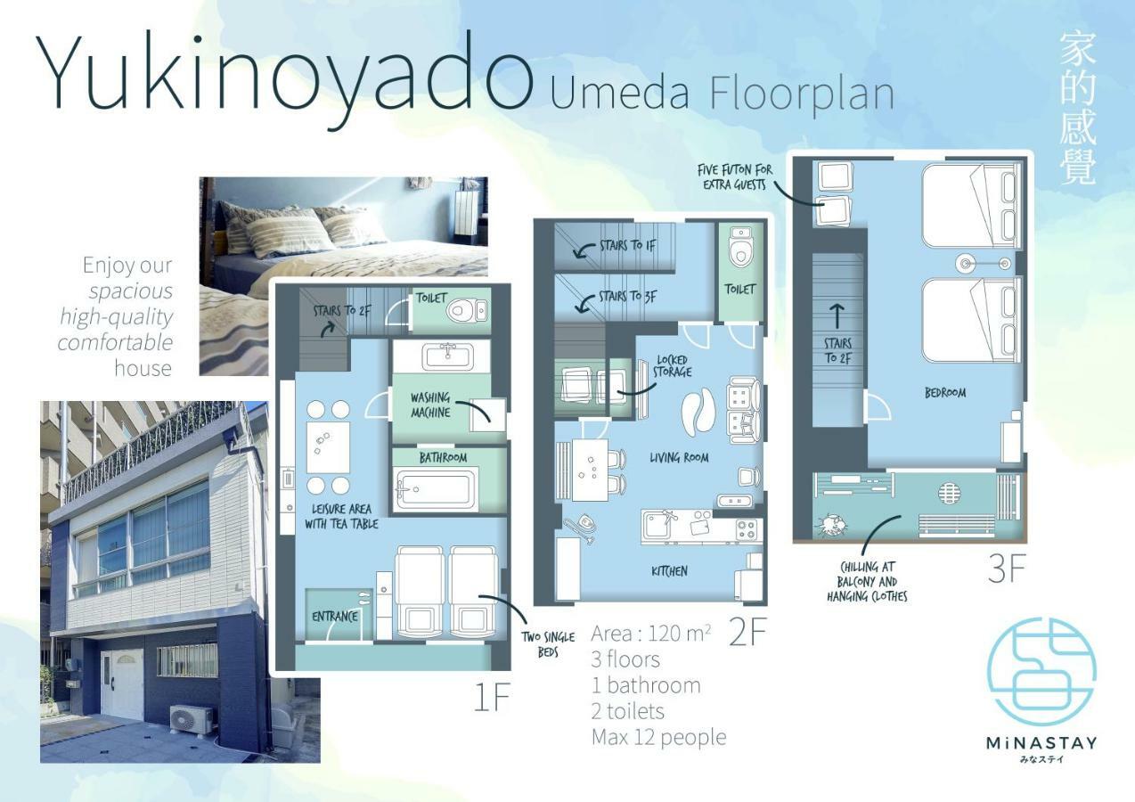 Yukinoyado Umeda Apartment โอซาก้า ภายนอก รูปภาพ